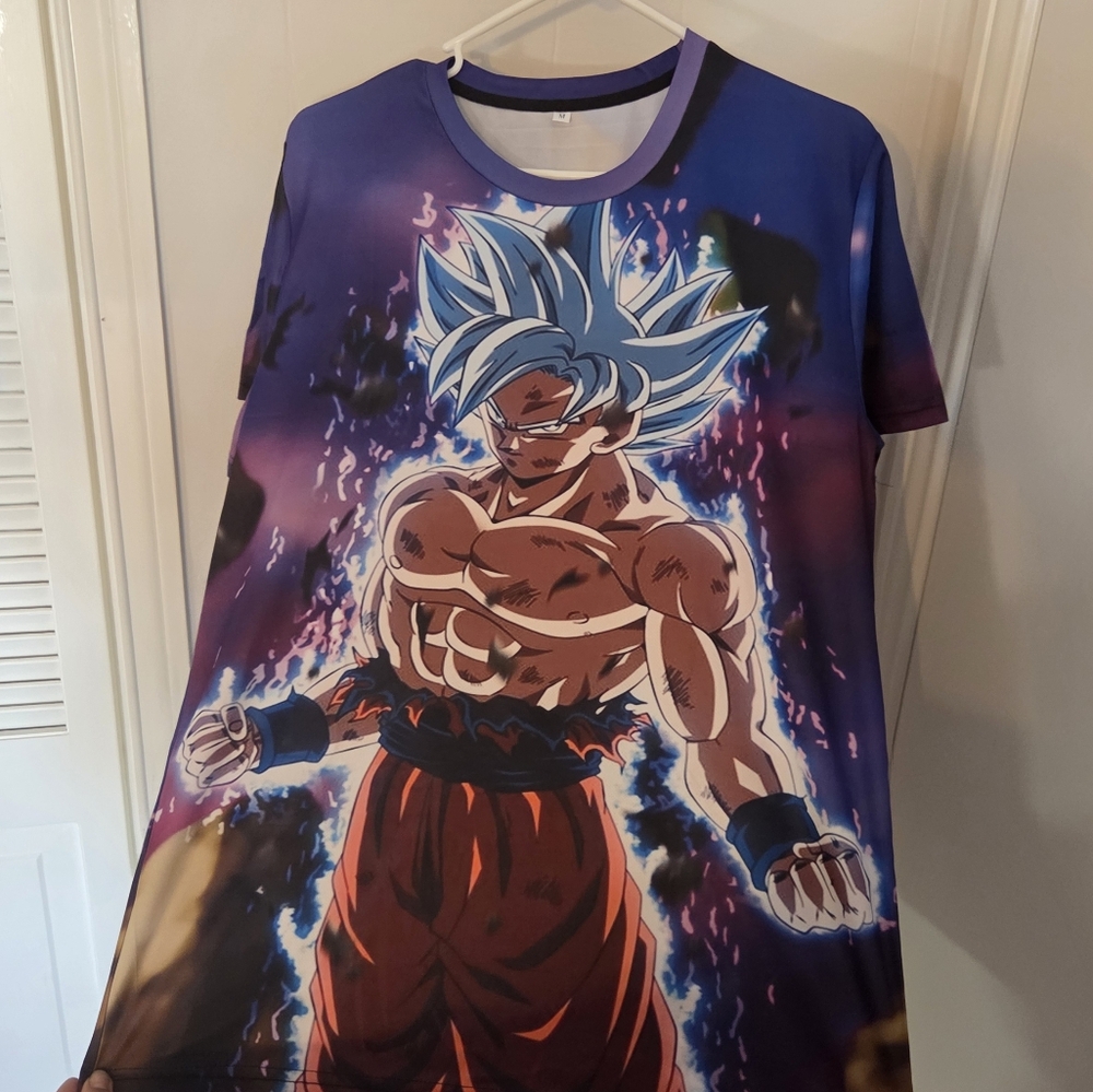 Anime Graphic T-Shirt with Blue and Red Design